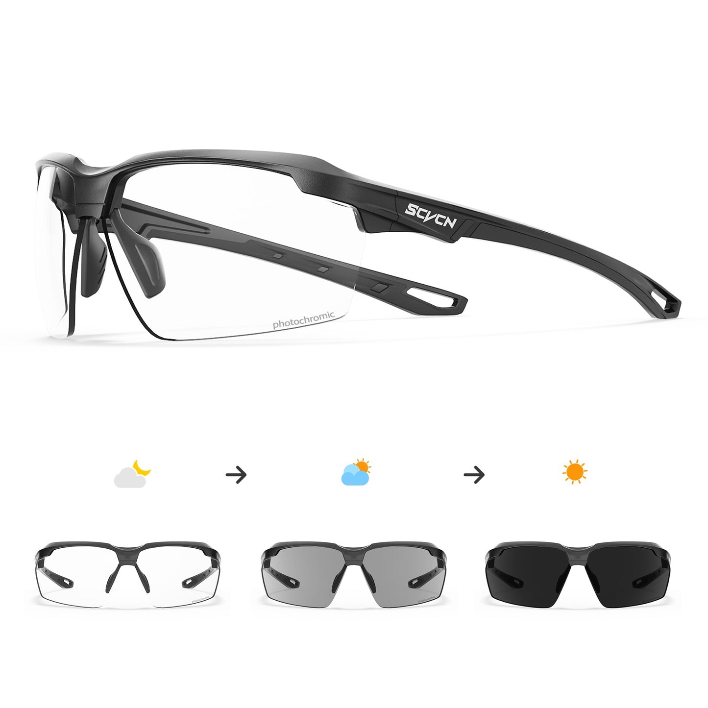 SCVCN Outdoor Photochromic Sunglasses Bicycle Cycling Glasses Women Sports UV400 Mtb Driving Bike Glasses Men Tactical Goggles
