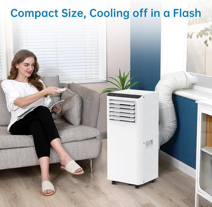 Ar-Condicionado Portátil 8000 BTU, Unidade de AC Portátil com Controle Remoto, Display Digital/Timer de 24 Horas, Resfria/Ventila/Desumidifica para Quarto