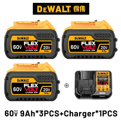 Bateria Original DeWALT 20V/60V 6Ah 9Ah MAX FlexVolt para Ferramenta Elétrica DCB606 DCB205 DCB206 DCB209 DCB182 com Carregador