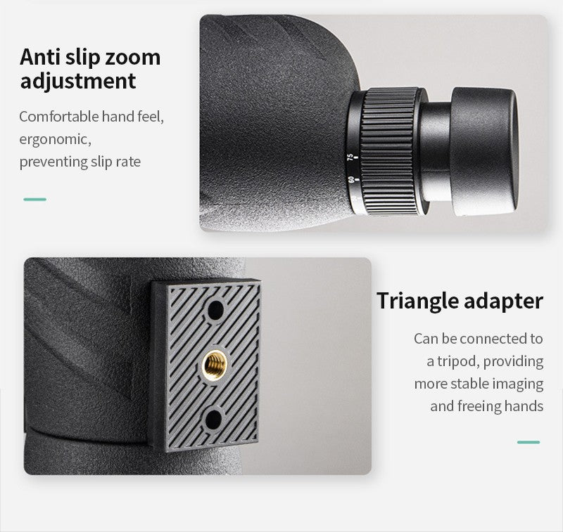 25-75x60 HD Spotting Scope Powerful Monocular Zoom Telescope Prism Waterproof for Birdwatching Target Shooting Camping