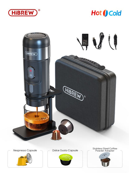 HiBREW Máquina de Café Portátil para Carro e Casa, DC12V Cafeteira Expresso Compatível com Cápsula Nespresso Dolce Pó de Café H4A