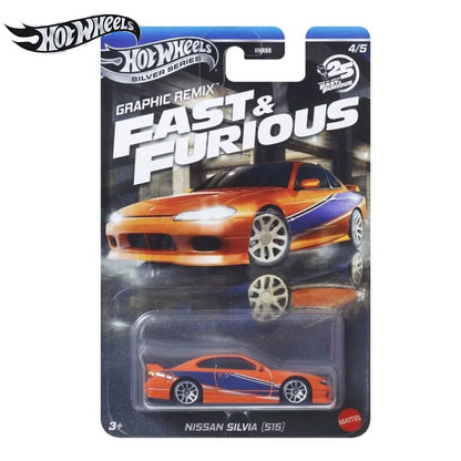 Hot Wheels Velozes e Furiosos HNR88L Carros Colecionáveis Die-Cast Escala 1/64: Honda S2000 Lancer Evolution VII Nissan Silvia S15