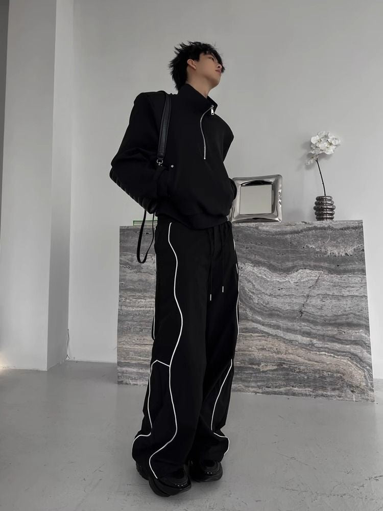 Men's Casual Pants Straight Punk Black Loose Baggy Male Trousers Clothes Plus Size Polyester Vintage Sale Cotton Fashion 2025