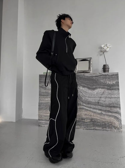 Men's Casual Pants Straight Punk Black Loose Baggy Male Trousers Clothes Plus Size Polyester Vintage Sale Cotton Fashion 2025
