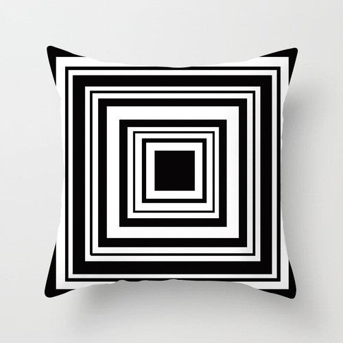 European-Style Black and White Geometry Portrait Pillow Cover Living Room Sofa Waist Support Office Bed Head Pillow Pillow 60x60