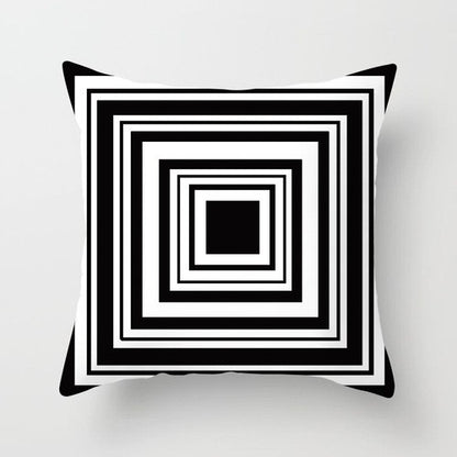 European-Style Black and White Geometry Portrait Pillow Cover Living Room Sofa Waist Support Office Bed Head Pillow Pillow 60x60