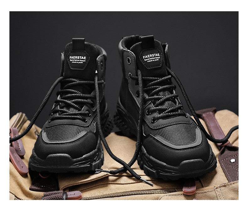 Botas de trabalho masculinas de inverno com cadarço, sapatos masculinos quentes de segurança, plataforma, tamanho 44, promoção, designer, antiderrapante, moda