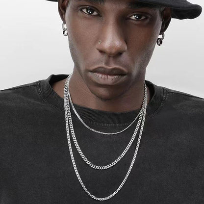 Colar Cubano Hip Hop Corrente Rochedo Aço Inoxidável Corrente Básica Colar Masculino Colar Simples para Mulheres Joia de Festa da Moda