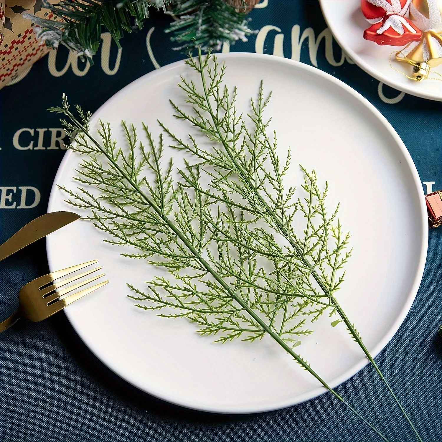 24pc Artificial Plants Pine Branches Evergreen Pines Leaves Sprigs Christmas Stem for DIY Wreath Gift Christmas Home Decorations