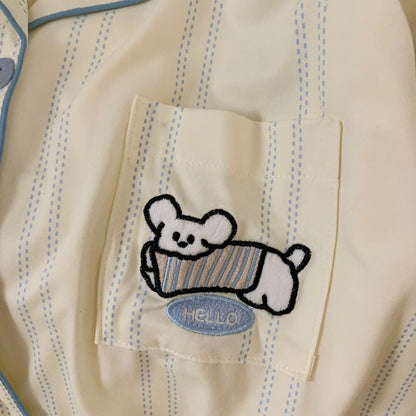 Cartoon Dog Letter Plaid Print Pajama Sets for Women Plus Size Sweet Cute Harajuku Style 2PC Set Sleepwear Autumn New Homewear