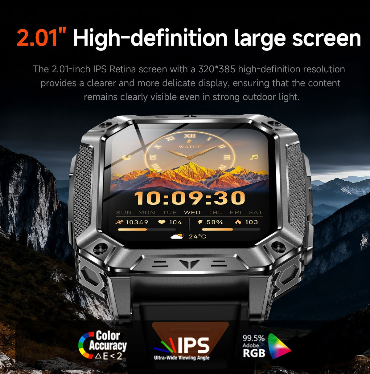 2026 Novo 1400mAh Bateria Grande Militar Ao Ar Livre 2.01 polegadas Smartwatch Masculino 10ATM À Prova D'água Chamada Bluetooth Relógio Inteligente Esportivo