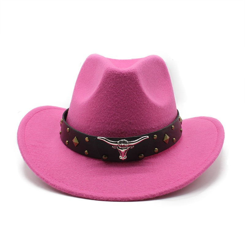 New Women's Men's Wool Western Cowboy Hat For Gentleman Lady Winter Autumn Jazz Cowgirl Cloche Sombrero Caps 2 Big Size