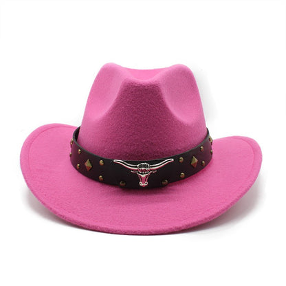 New Women's Men's Wool Western Cowboy Hat For Gentleman Lady Winter Autumn Jazz Cowgirl Cloche Sombrero Caps 2 Big Size