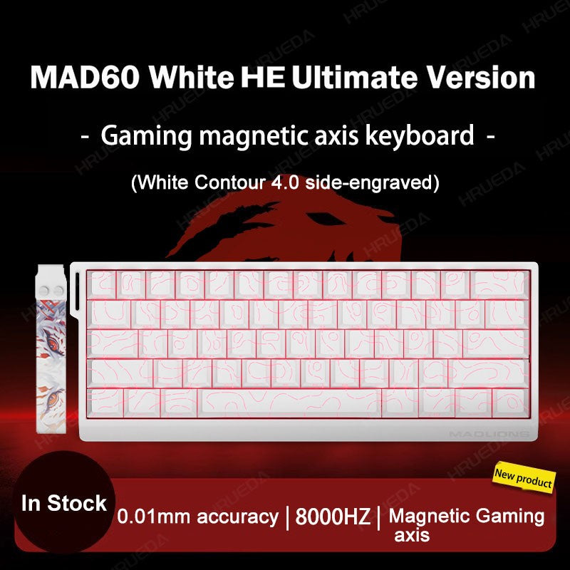 Teclado Gamer Switch Magnético MADLIONS MAD 60/68HE Com Fio Drive Web Custom 8K 61/68 Retorno RT Ajustável Hot Swap