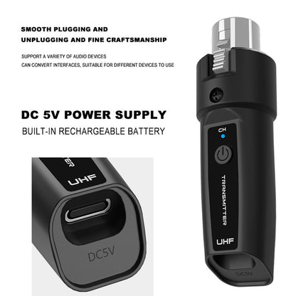 Conversor de Microfone Sem Fio XLR Recarregável Transmissor e Receptor Microfones para Mesa de Áudio Microfone Dinâmico Guitarra Elétrica