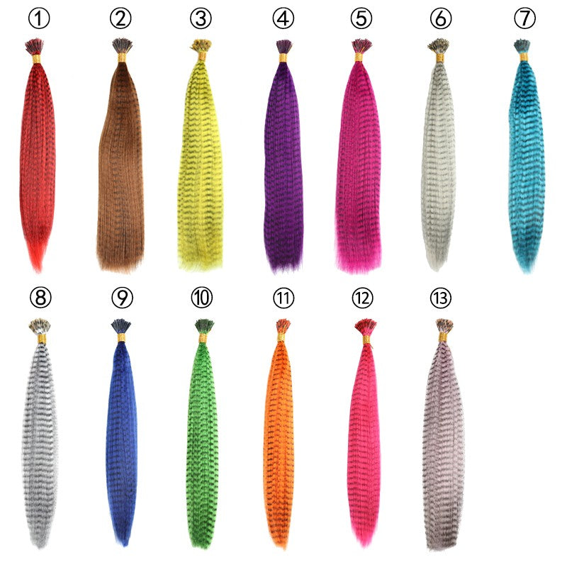 MISSQUEEN Apliques de Cabelo Sintético Colorido de Pena 16"10 Mechas/Pacote Preto Dourado Extensões de Peruca de Fibra de Alta Temperatura para Mulheres