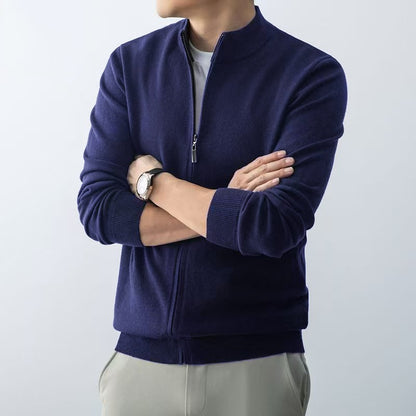 Animal Game Men's Zipper Cardigan Sweater Slim Fit Sweaters Stand Knitwear Jumper Warm Cold Blouse Zip Long Sweatcoats