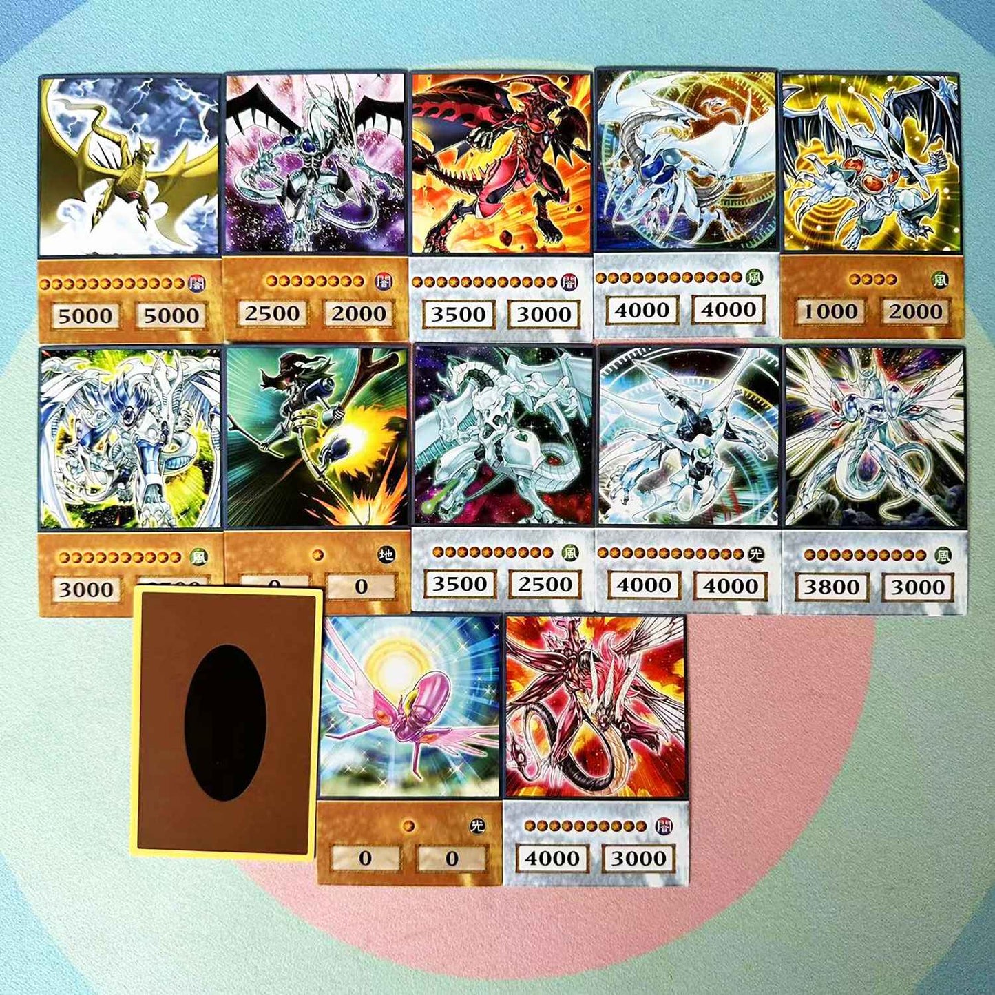 100 unids Yu-Gi-Oh Anime Estilo Cartas Olhos Azuis Mago Negro Exodia Obelisco Slifer Ra Yugioh DM Cartão Clássico Proxy DIY Presente Infantil