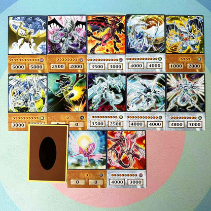 100 unids Yu-Gi-Oh Anime Estilo Cartas Olhos Azuis Mago Negro Exodia Obelisco Slifer Ra Yugioh DM Cartão Clássico Proxy DIY Presente Infantil