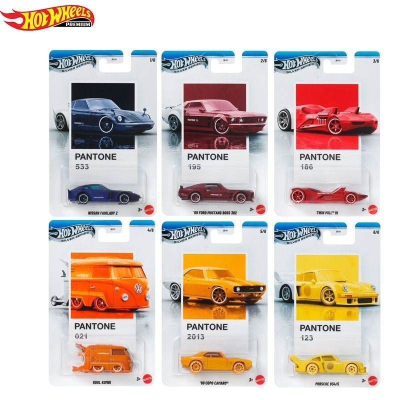 Hot Wheels Silver Series Pantone Artsy Set Genuíno Porsche/Camaro/Kombi/Mustang/Nissan Veículo Diecast Escala 1:64 Modelo de Carro de Liga Presente
