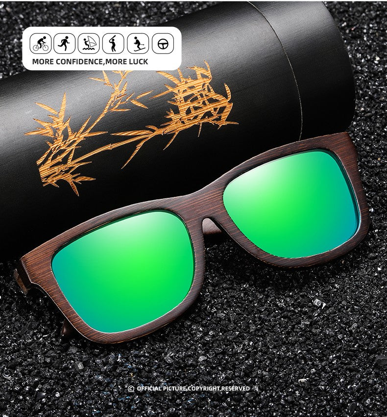 Óculos De Sol GM De Madeira De Bambu Natural Feitos À Mão Polarizados Lentes Com Revestimento Espelhado Com Caixa De Presente