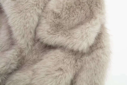 HH Women Elegant Faux Fur Coat Warm Fluffy Loose Long Sleeve Lapel Jacket Autumn Winter Fashion High Street Lady Outerwear