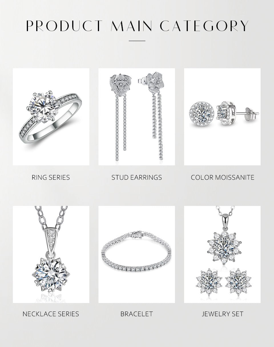 Colar de Moissanita com Diamante 6,5mm 1CT para Mulher Pingente Prata 925 Colar Feminino Correntes Festa Noiva Joias Finas