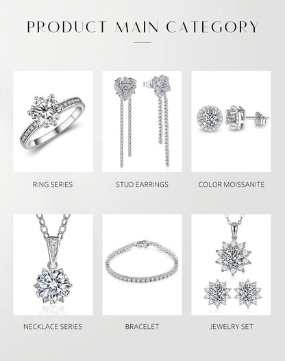 Colar de Moissanita com Diamante 6,5mm 1CT para Mulher Pingente Prata 925 Colar Feminino Correntes Festa Noiva Joias Finas