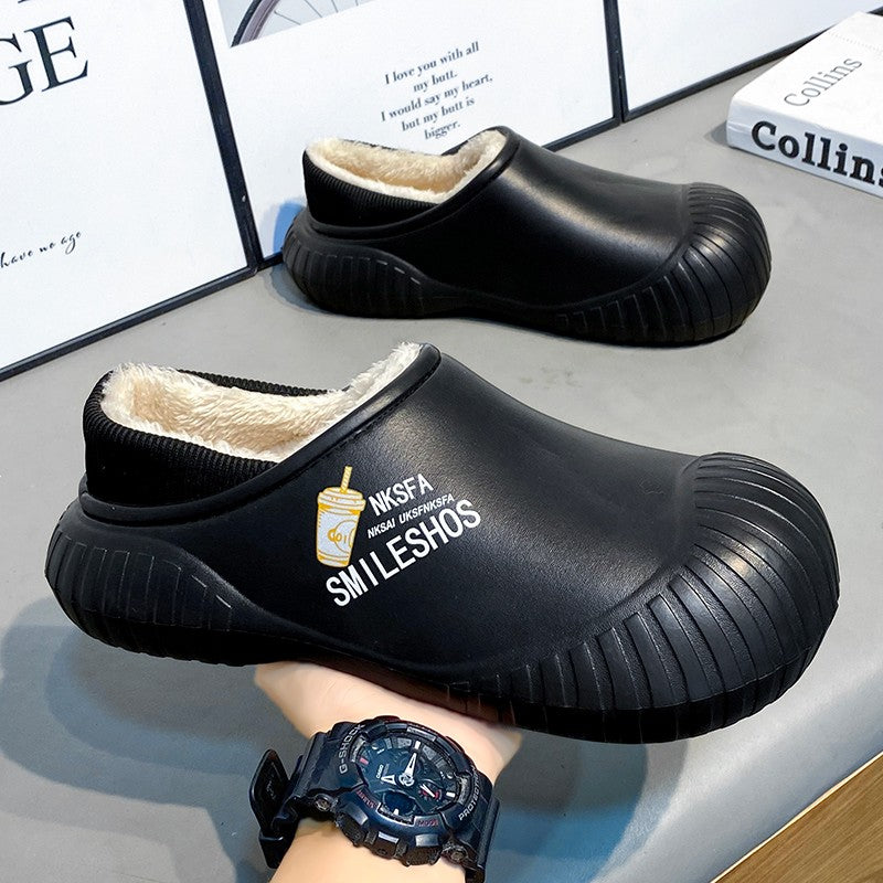 Men Winter Warm Slippers Couple House Cotton Shoes Outdoor EVA Fur Shoes Plush Slippers Home Bedroom Shoes Big Size Slides 39-44