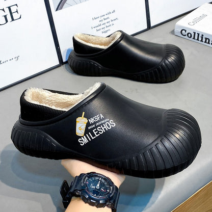 Men Winter Warm Slippers Couple House Cotton Shoes Outdoor EVA Fur Shoes Plush Slippers Home Bedroom Shoes Big Size Slides 39-44