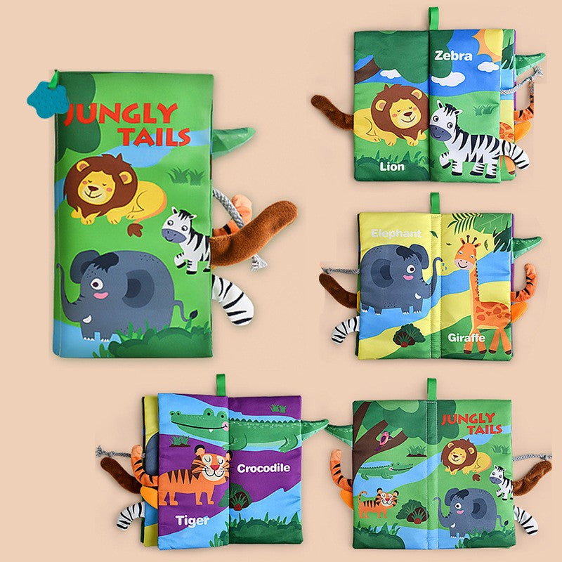 8 Page Tail Cloth Book Touch And Feel Infant Soft Books Cartoon Animals Development Interactive Early Education Toys For Baby