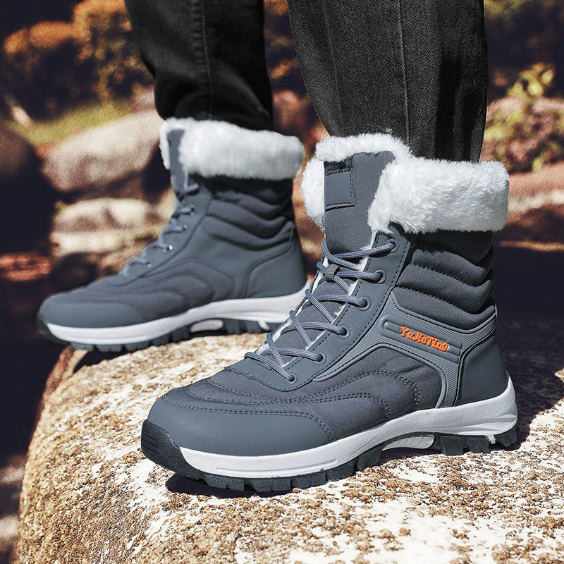 2025Brand Warm Winter Men's Hiking Boots Outdoor Snow Men Boots Men Work Casual Sneakers High Top Keep Warm Non-slip Ankle Boots