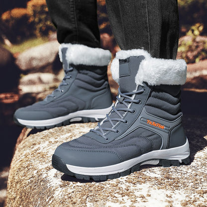 2025Brand Warm Winter Men's Hiking Boots Outdoor Snow Men Boots Men Work Casual Sneakers High Top Keep Warm Non-slip Ankle Boots