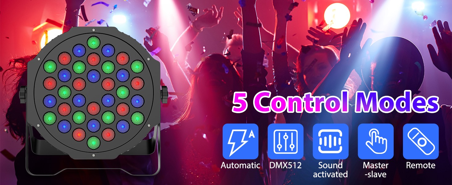Datewink 4PCS 36LEDs Flat Par Lights With Bag RGB Stage Lighting Effect DMX512 For DJ Disco Wedding Party Nightclub Christmas