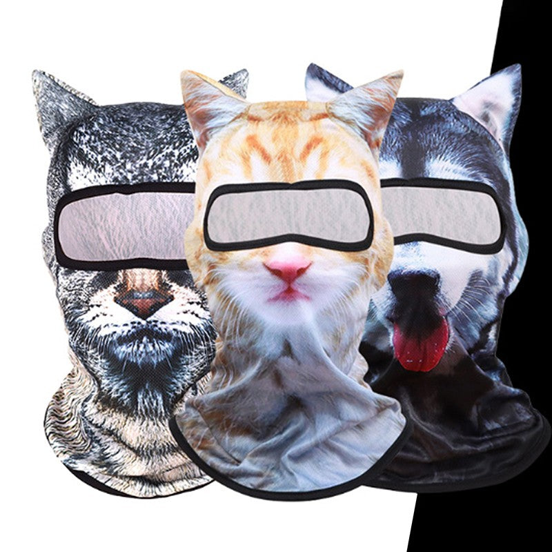 Cute 3D Cat Balaclava Full Face Hood for Men Women, Animal Ski Mask for Snowboard Motocross, Winter Warm Face Cover Gift