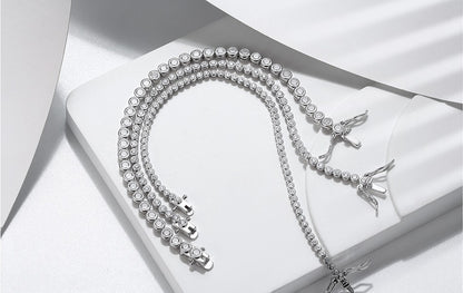 ORSA JEWELS Authentic 925 Sterling Silver Tennis Chain Bracelet Moulding Process Hanmade High-end Hand Chain for Man Woman SB128