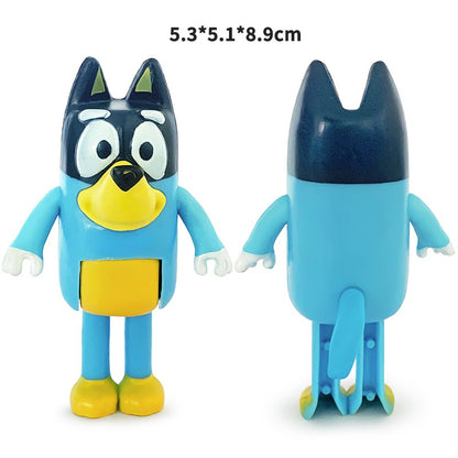 Bluey e Bingo Série Família Anime Modelo de Bonecos de Ação Desenhos Animados Mini Bonecos de PVC Enfeites Presente de Brinquedos de Decoração de Aniversário Infantil