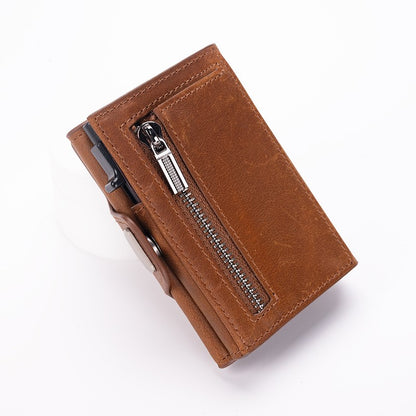 Pop-up Slim RFID Card Holder for Men Minimalist Leather Credit Card Wallet with Coin Purse and Cash Slot Travel Small Purse