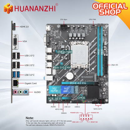 Placa-mãe HUANANZHI H610M K MATX DDR4, suporte para CPU Intel LGA 1700 de 12ª 13ª 14ª Geração H610 12100F 12400F 12490F 12600F 12700F 13600F