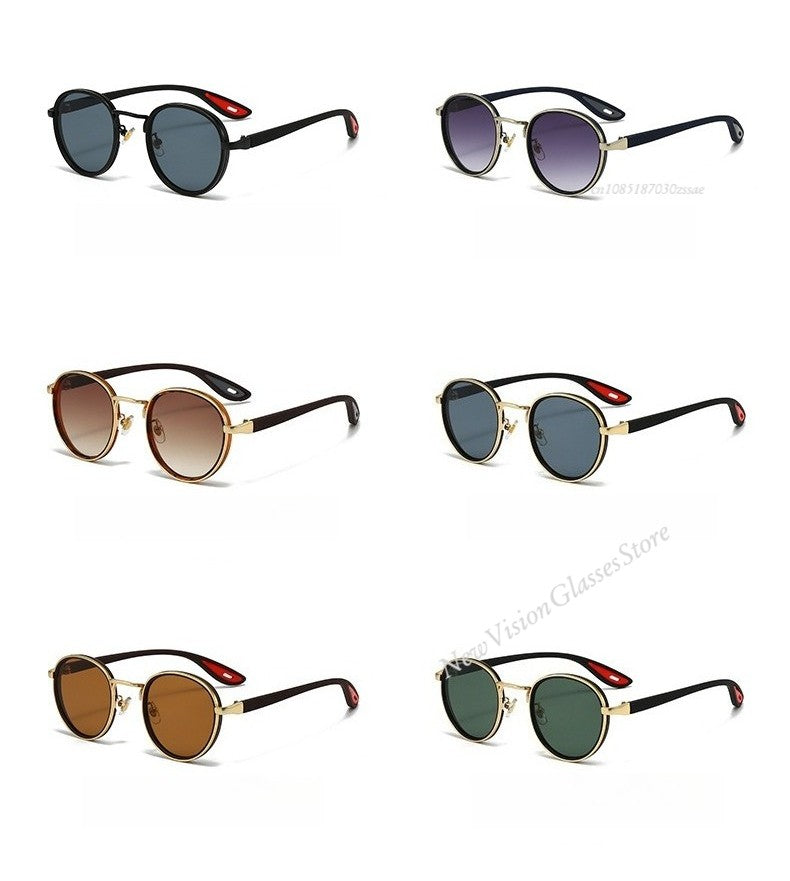 Vintage Designer Outdoor Sunglasses Men Round Fashion Plastic Titanium High Quality Sun Glasses Man UV Protection Glasses Woman