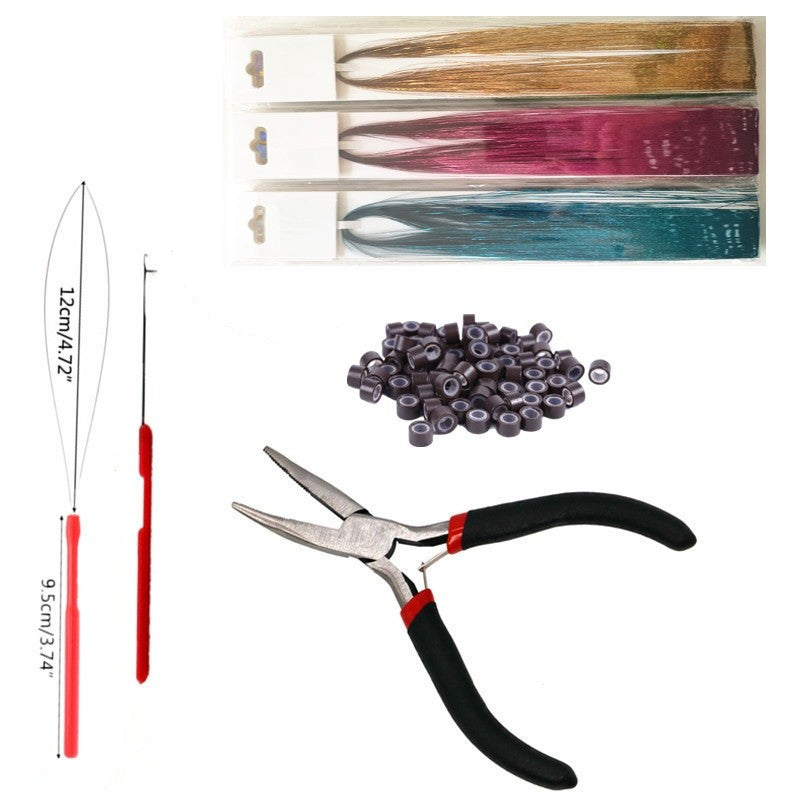 Hair Tinsel Kit With Tool 4200 strands Fairy Tinsel Hair Extensions 12 Color Sparkling Shiny Heat Resistant Highlights Glitter