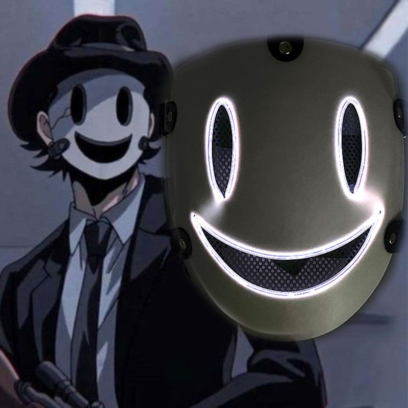 Anime High Rise Invasion Sniper LED Light up Mask Japanese Killer Japanese White Masks Carnival  Halloween Party Costume Props