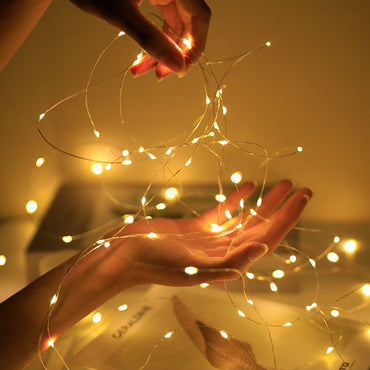 5Pcs LED Fairy Lights Battery Operated Remote Copper Wire Light Garland For Christmas Wedding Party Decoration String Lights