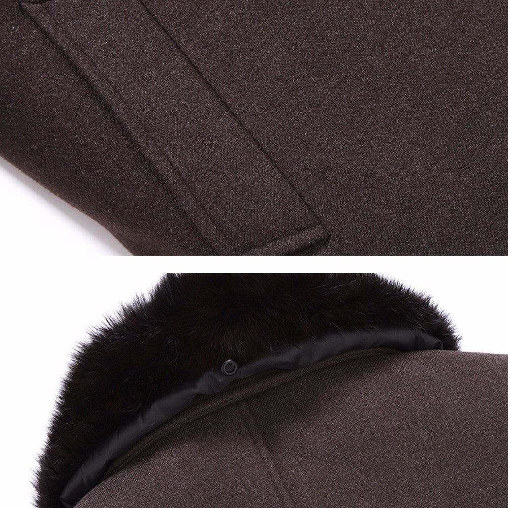 winter jackets men thicken woolen coat long outwear male warm overcoats fur wool & blends mens clothing l-4xl #18168 Holyrising