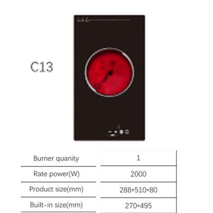 Fogão Elétrico de Duas Bocas com Aquecimento Duplo, Cooktop de Cerâmica, Indução, Eletrodoméstico de Cozinha, Superfície de Cozimento Vertical para Uso Doméstico