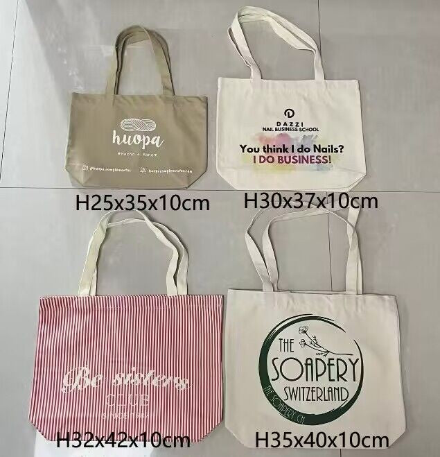 Wholesale 100pcs/Lot High Quality Customize Logo Size Plain Cotton Canvas Handbag Reusable Shopping Tote Bags for Women School