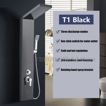 Luxury Shower For Bathroom With Digital Display Pressurized Top Nozzle Rain Shower Head Shower Room Wall Mounted Shower Set