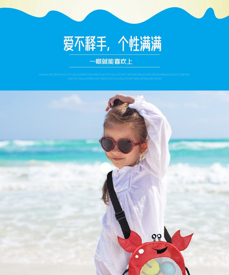 Crab Children's Beach Bag Storage Bag Outdoor Shell Bag Travel Crossbody Small Backpack Toy Storage Bag