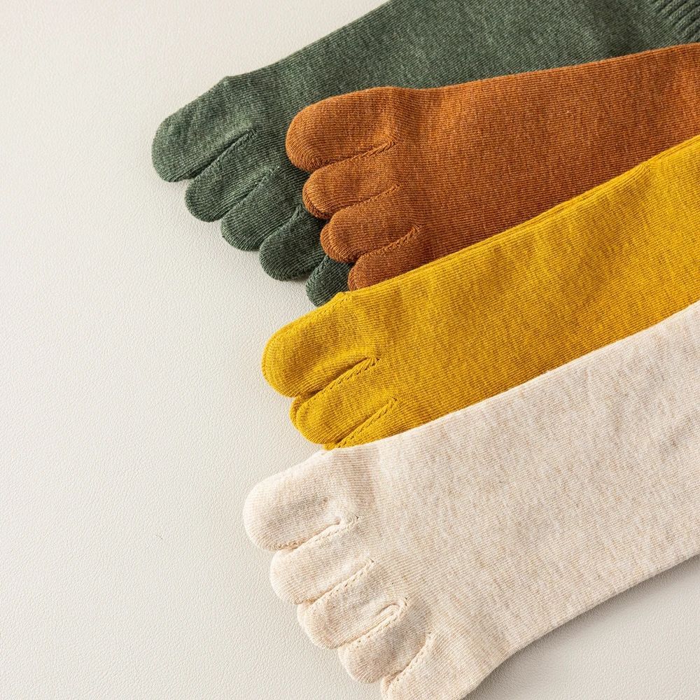 4 Pairs Women Toe Socks Five Finger Socks High Quality Cotton Autumn Spring Middle Tube Sports Socks with Separate Fingers