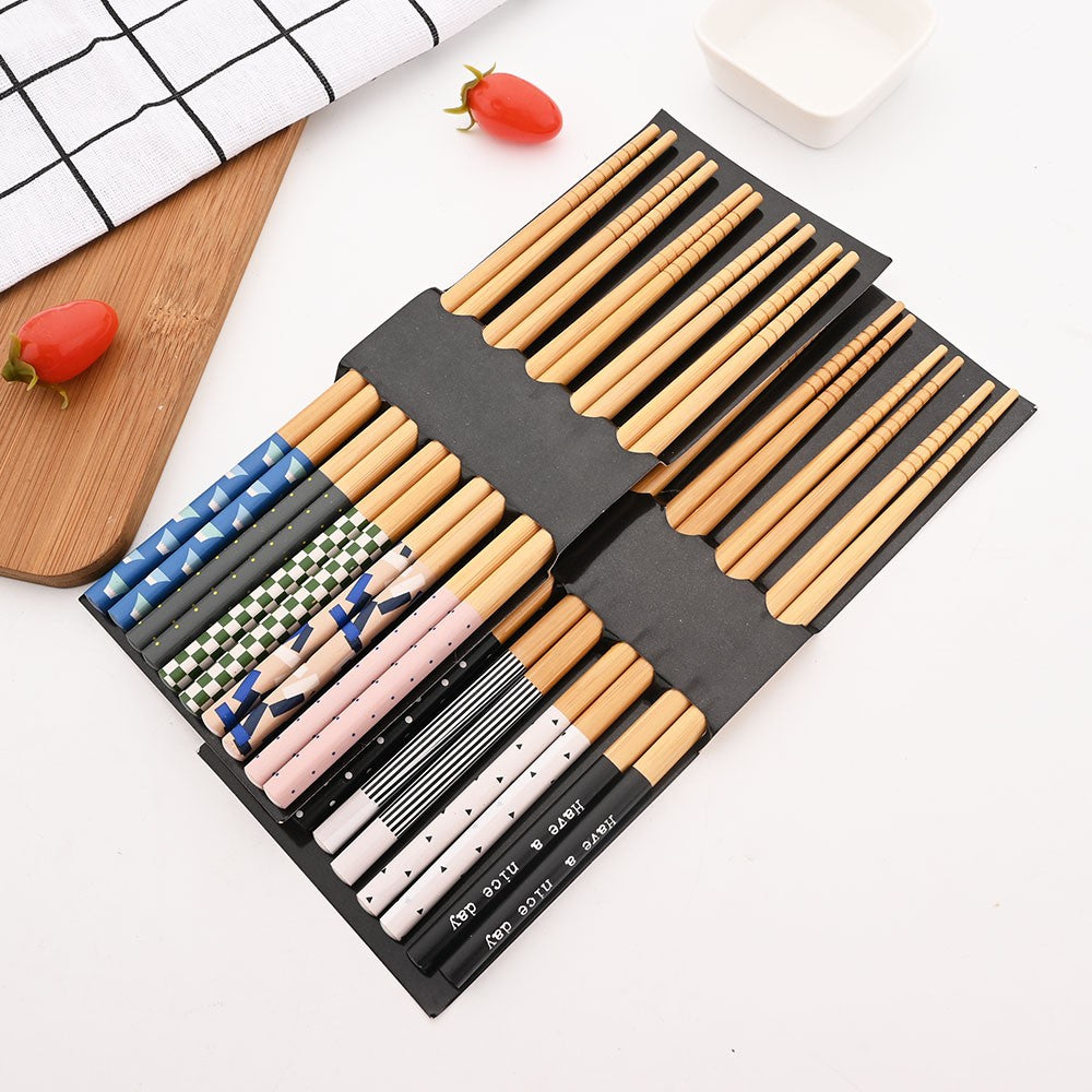 5 Pares de Hashis de Bambu Japoneses para Sushi Antiderrapante Utensílios de Mesa Reutilizáveis para Hot Pot Hashis Chineses Ferramentas de Cozinha